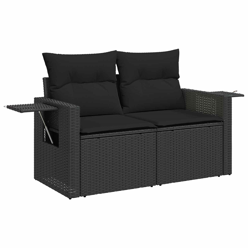 vidaXL 10 Pcs Poly Rattan Garden Sofa Set With Cushions in Black
