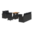 vidaXL 10 Pcs Poly Rattan Garden Sofa Set With Cushions in Black