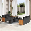 vidaXL 11 Pcs Poly Rattan Garden Sofa Set With Cushions in Black
