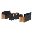 vidaXL 11 Pcs Poly Rattan Garden Sofa Set With Cushions in Black