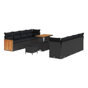 vidaXL 12 Pcs Poly Rattan Garden Sofa Set With Cushions in Black
