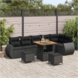 vidaXL 9 Pcs Poly Rattan Garden Sofa Set With Cushions in Black