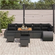 vidaXL 9 Pcs Poly Rattan Garden Sofa Set With Cushions in Black