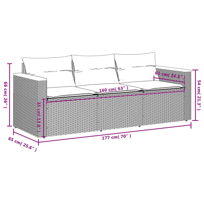 vidaXL Garden Sofa in Beige And Cream