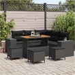 vidaXL 9 Pcs Garden Sofa Set With Cushions And Storage in Black