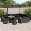 vidaXL 12 Pcs Garden Sofa Set With Cushions And Storage in Black