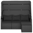 vidaXL 3-Seater PE Rattan And Powder-Coated Steel Garden Sofa Large in Black