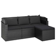 vidaXL 3-Seater PE Rattan And Powder-Coated Steel Garden Sofa Large in Black