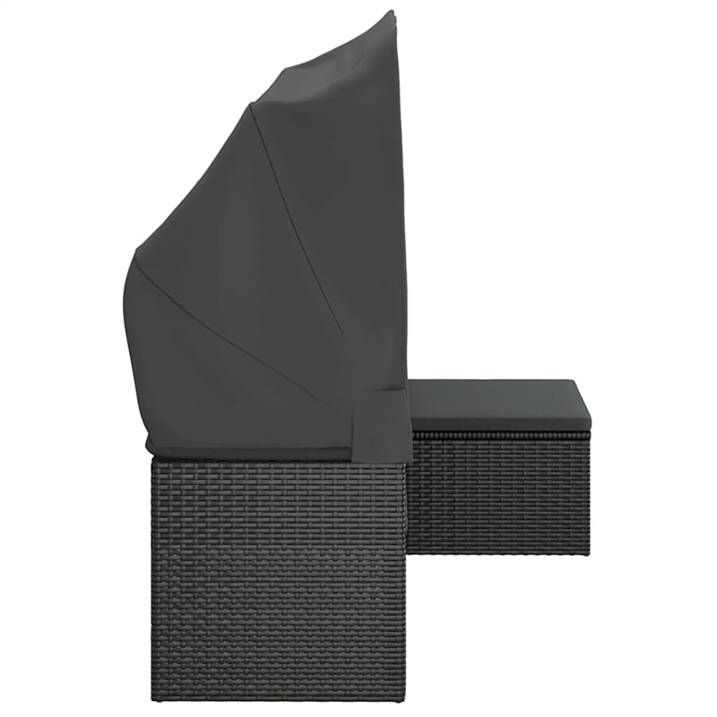 vidaXL 3-Seater PE Rattan And Powder-Coated Steel Garden Sofa Large in Black
