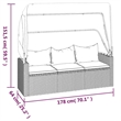 vidaXL 3-Seater PE Rattan And Powder-Coated Steel Garden Sofa Large in Black