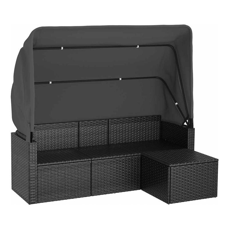 vidaXL 3-Seater PE Rattan And Powder-Coated Steel Garden Sofa Large in Black