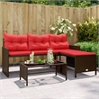 vidaXL Garden Sofa in Brown And Red