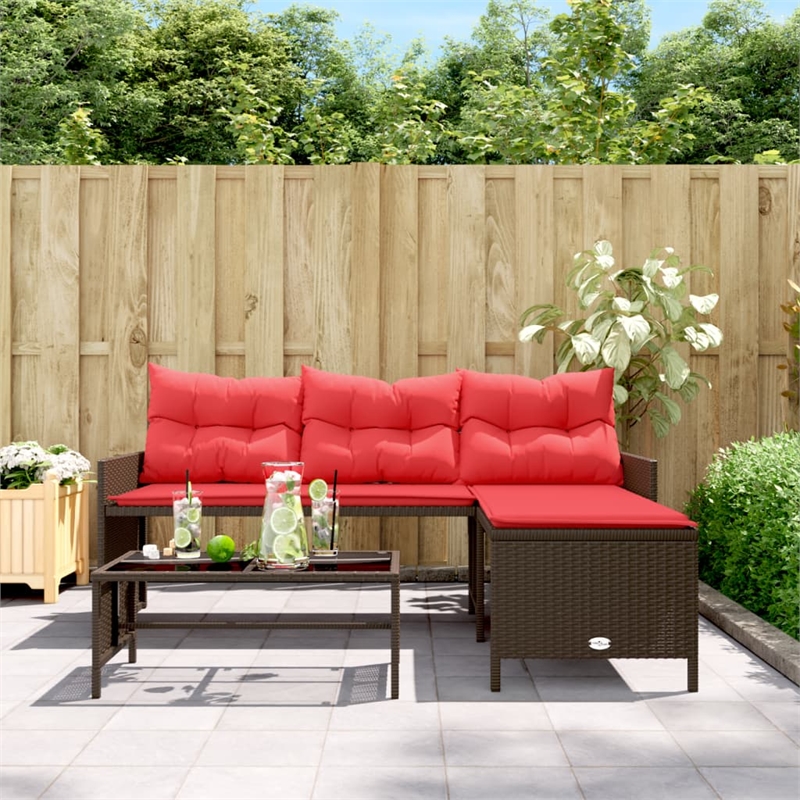 vidaXL Garden Sofa in Brown And Red