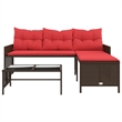 vidaXL Garden Sofa in Brown And Red