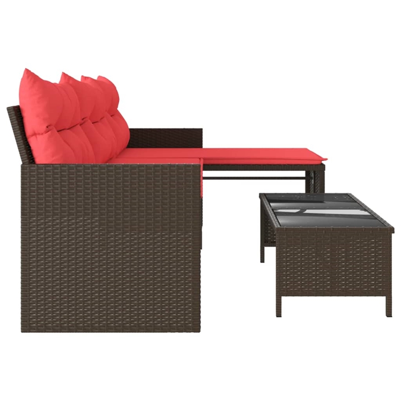 vidaXL Garden Sofa in Brown And Red