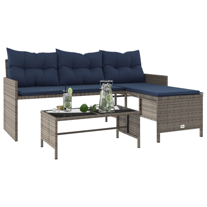 vidaXL Garden Sofa in Grey And Navy Blue