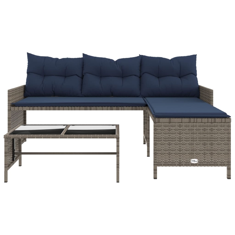 vidaXL Garden Sofa in Grey And Navy Blue