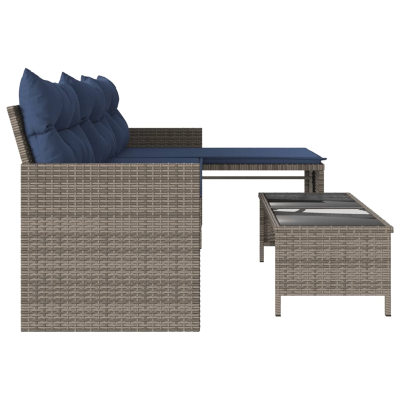 vidaXL Garden Sofa in Grey And Navy Blue