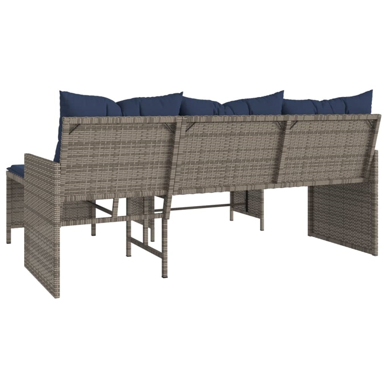 vidaXL Garden Sofa in Grey And Navy Blue
