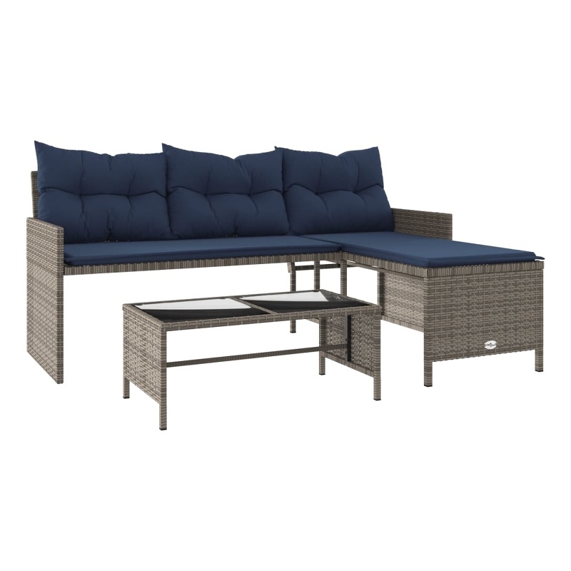 vidaXL Garden Sofa in Grey And Navy Blue