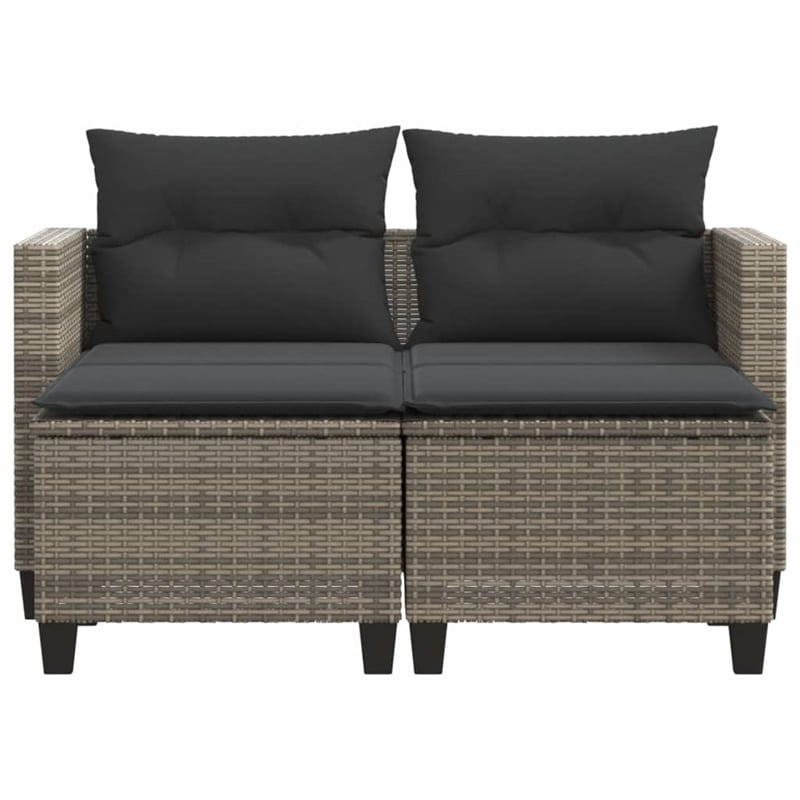 vidaXL 2-Seater PE Rattan Garden Sofa UV-Resistant in Grey