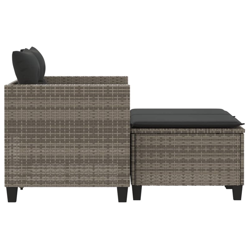 vidaXL 2-Seater PE Rattan Garden Sofa UV-Resistant in Grey