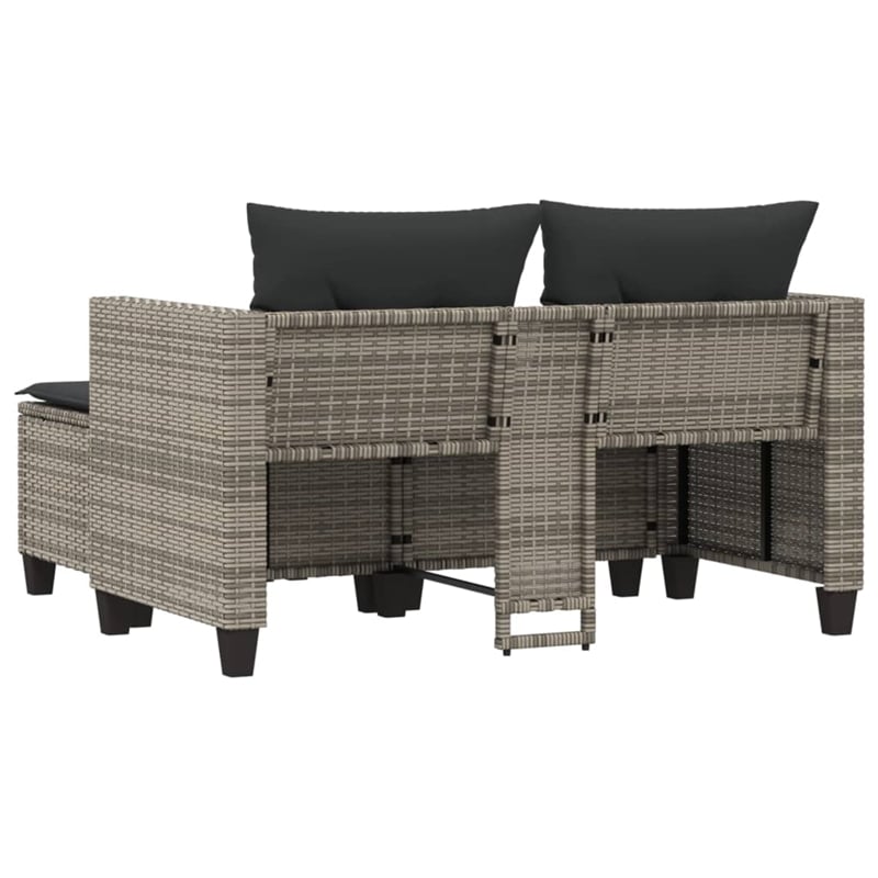 vidaXL 2-Seater PE Rattan Garden Sofa UV-Resistant in Grey
