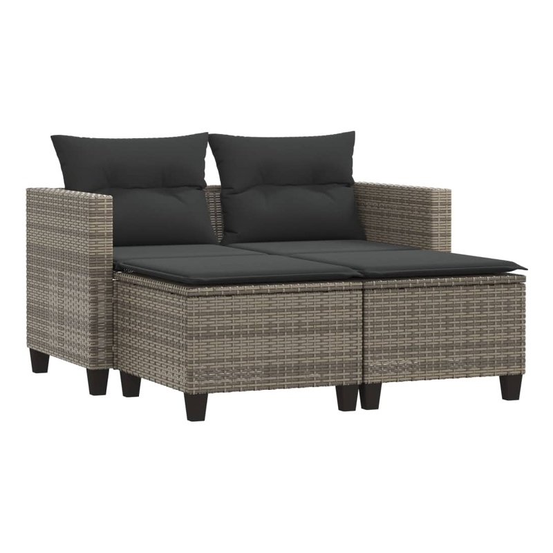 vidaXL 2-Seater PE Rattan Garden Sofa UV-Resistant in Grey