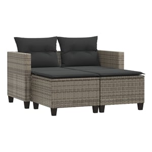 vidaXL 2-Seater PE Rattan Garden Sofa UV-Resistant in Grey