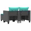 vidaXL PE Rattan And Powder-Coated Steel Garden Sofa in Black And Blue