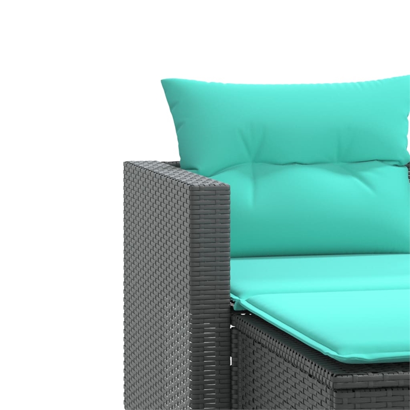 vidaXL PE Rattan And Powder-Coated Steel Garden Sofa in Black And Blue