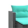 vidaXL PE Rattan And Powder-Coated Steel Garden Sofa in Black And Blue