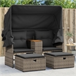 vidaXL PE Rattan & Powder-Coated Steel & Solid Acacia Wood Garden Sofa in Grey