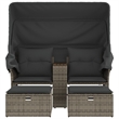 vidaXL PE Rattan & Powder-Coated Steel & Solid Acacia Wood Garden Sofa in Grey