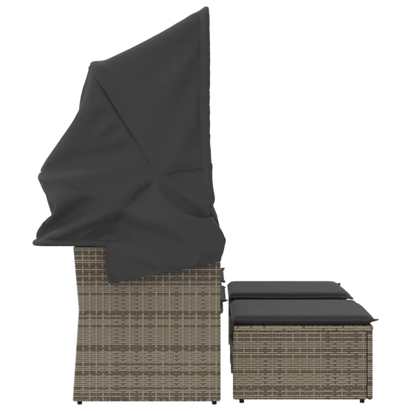 vidaXL PE Rattan & Powder-Coated Steel & Solid Acacia Wood Garden Sofa in Grey