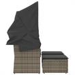 vidaXL PE Rattan & Powder-Coated Steel & Solid Acacia Wood Garden Sofa in Grey