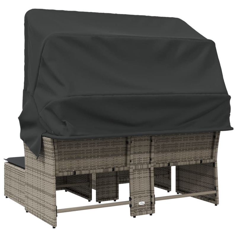 vidaXL PE Rattan & Powder-Coated Steel & Solid Acacia Wood Garden Sofa in Grey