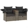 vidaXL PE Rattan & Powder-Coated Steel & Solid Acacia Wood Garden Sofa in Grey