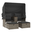 vidaXL PE Rattan & Powder-Coated Steel & Solid Acacia Wood Garden Sofa in Grey