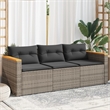 vidaXL PE Rattan & Powder-Coated Steel & Solid Acacia Wood Garden Sofa in Grey