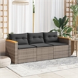 vidaXL PE Rattan & Powder-Coated Steel & Solid Acacia Wood Garden Sofa in Grey