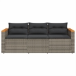 vidaXL PE Rattan & Powder-Coated Steel & Solid Acacia Wood Garden Sofa in Grey