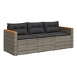 vidaXL PE Rattan & Powder-Coated Steel & Solid Acacia Wood Garden Sofa in Grey