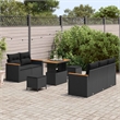 vidaXL 10 Pcs Poly Rattan Garden Sofa Set With Cushions in Black