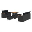 vidaXL 10 Pcs Poly Rattan Garden Sofa Set With Cushions in Black