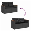 vidaXL 10 Pcs Poly Rattan Garden Sofa Set With Cushions in Black