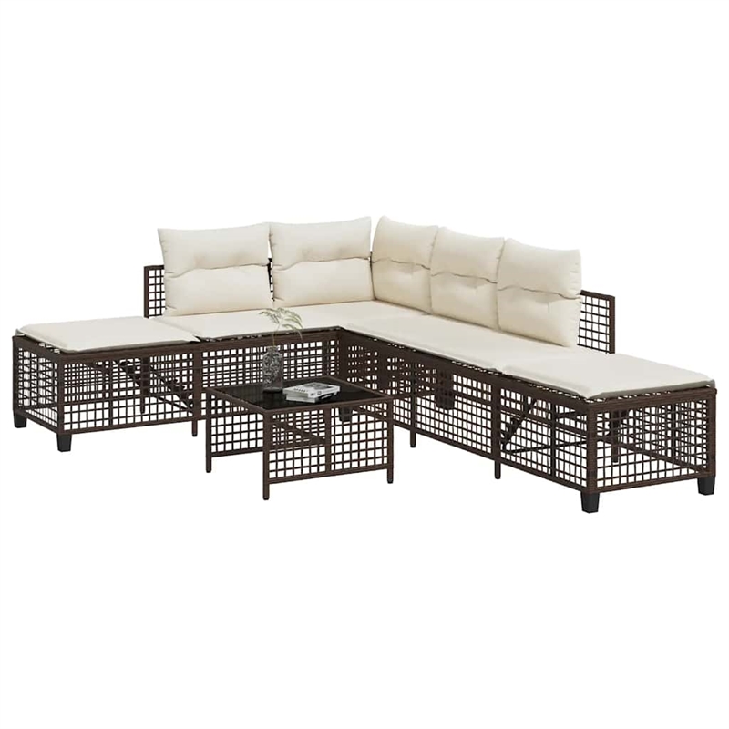 vidaXL 3-Piece PE Rattan Garden Sofa Set Adjustable Armrests in Brown