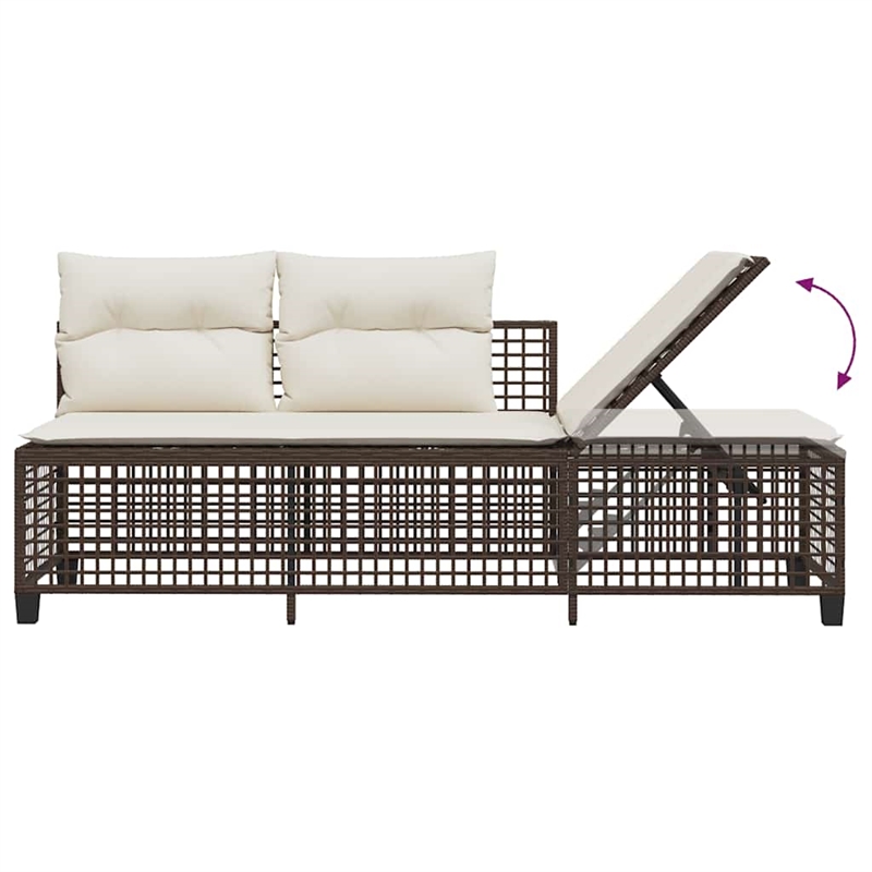 vidaXL 3-Piece PE Rattan Garden Sofa Set Adjustable Armrests in Brown