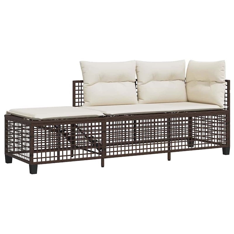 vidaXL 3-Piece PE Rattan Garden Sofa Set Adjustable Armrests in Brown