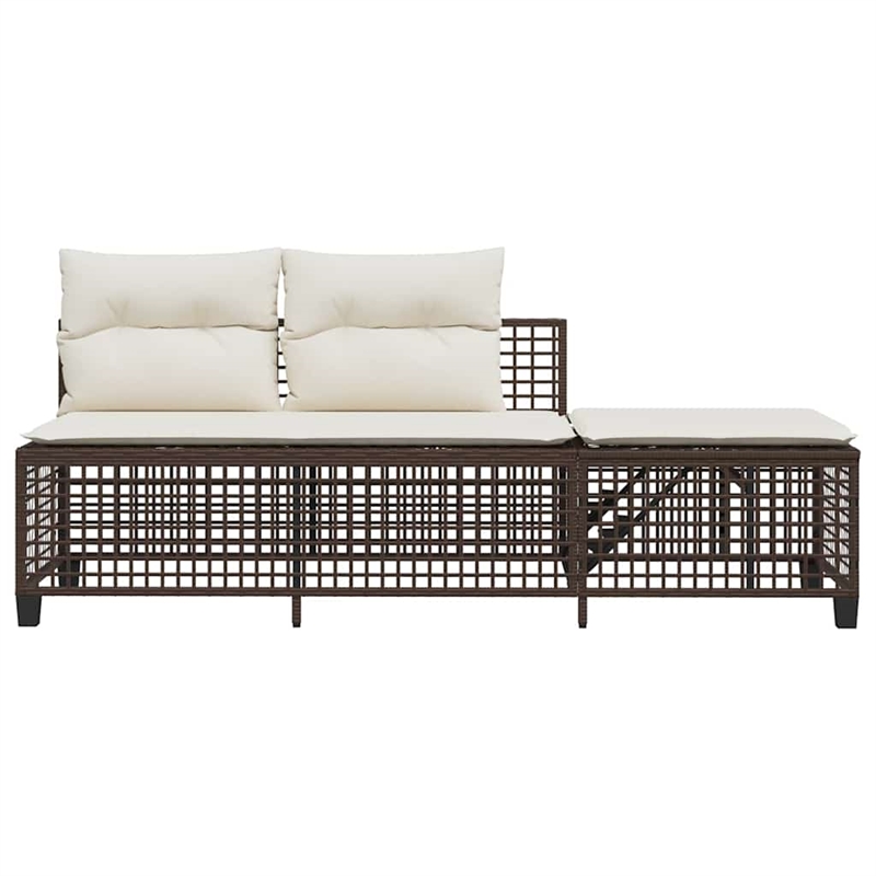 vidaXL 3-Piece PE Rattan Garden Sofa Set Adjustable Armrests in Brown